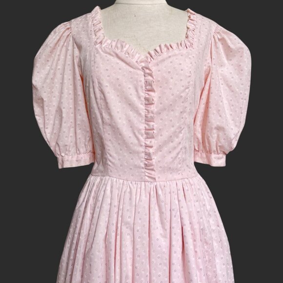 Vintage Cottagecore Puff Sleeve Dress Victorian Maxi Princess Preppy Ruffle. - Picture 3 of 14